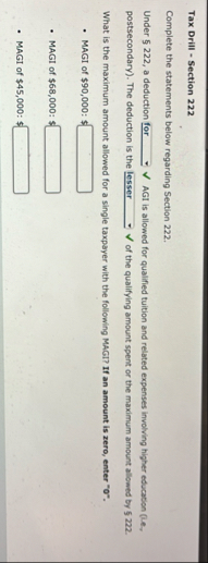 Tax Drill - Section 2 2 2 Complete the statements