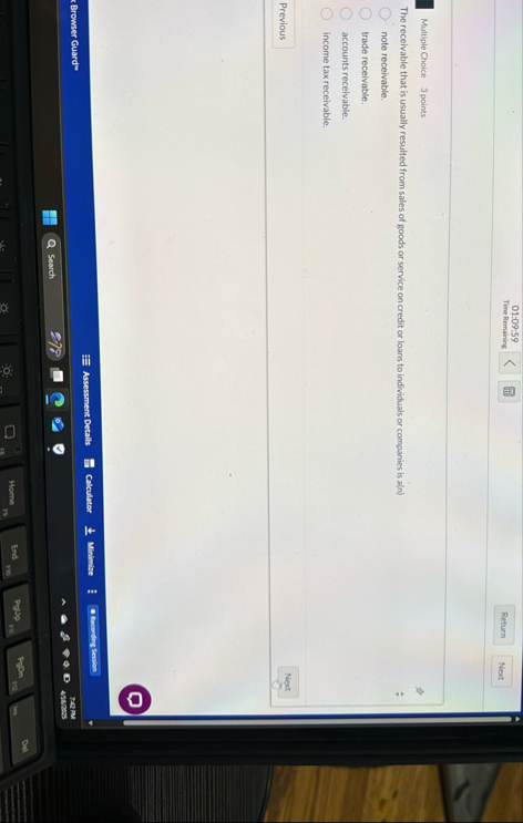 0 1 : 0 9 : 5 9 Time Remalnling Multiple Choice 3