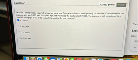 Question 1 3 . 3 3 3 3 points On lune 1 of the