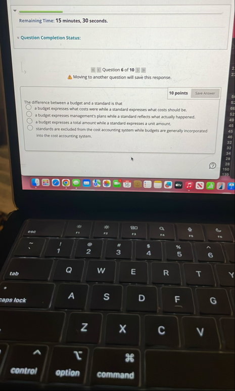 Remaining Time: 1 5 minutes, 3 0 seconds.