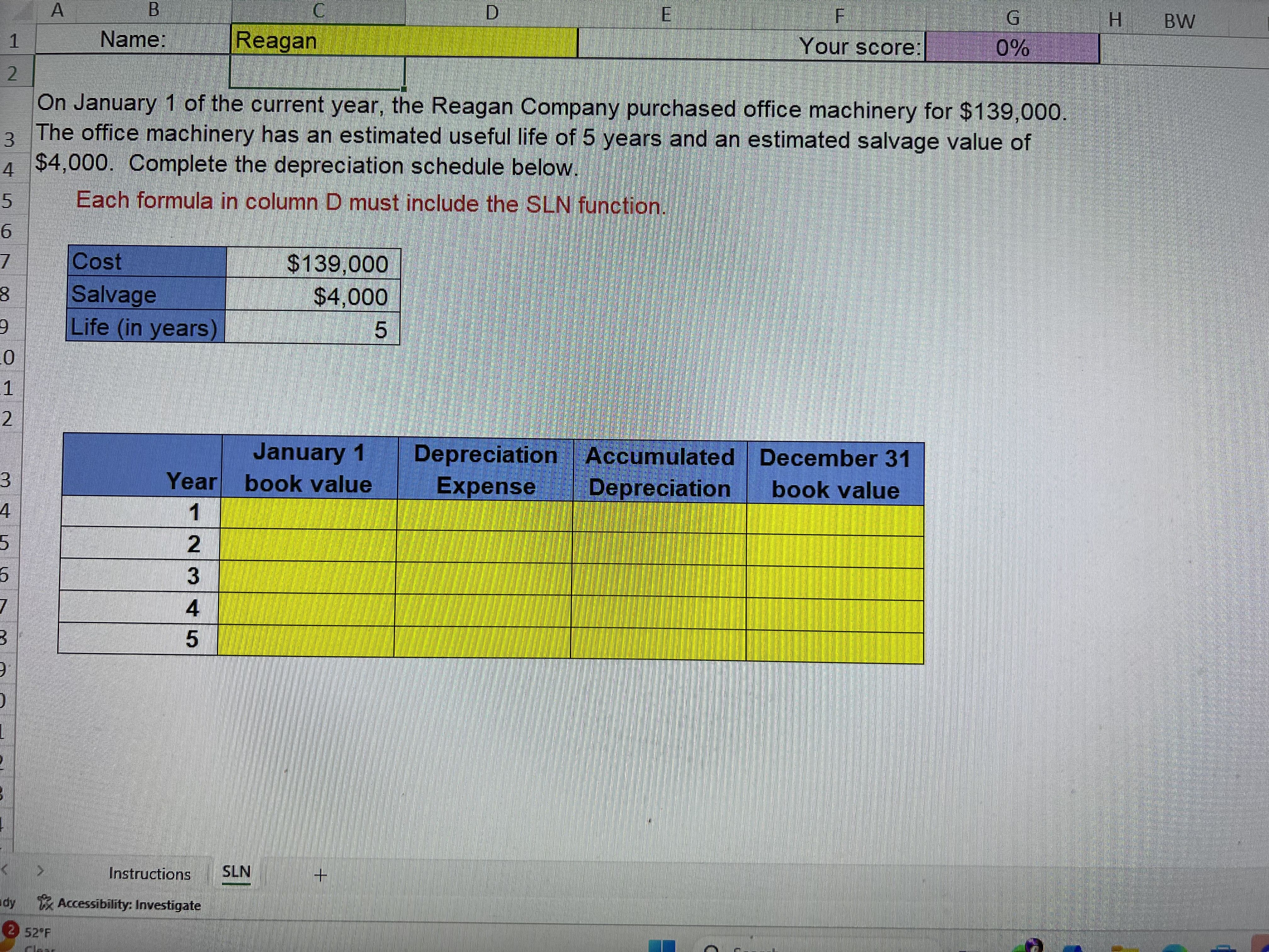 A B C D E F G H BW Name: Reagan Your score: 0 %