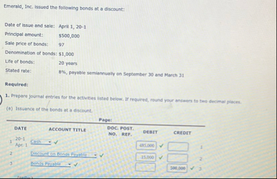 Emerald, Inc. lssued the following bonds at a