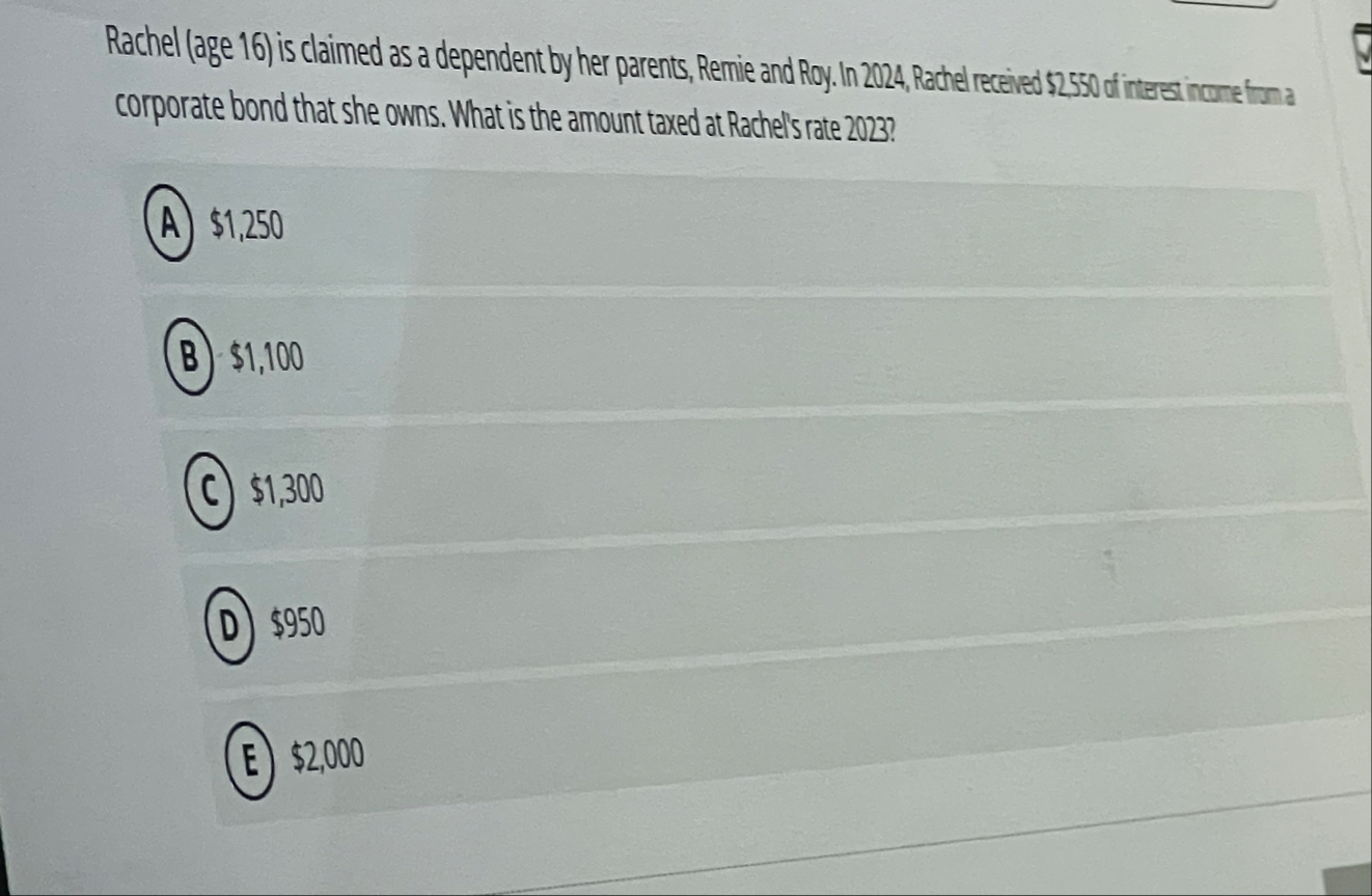 Rachel ( age 1 6 ) is claimed as a dependent by