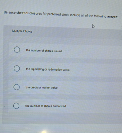 Balance sheet disclosures for preferred stock