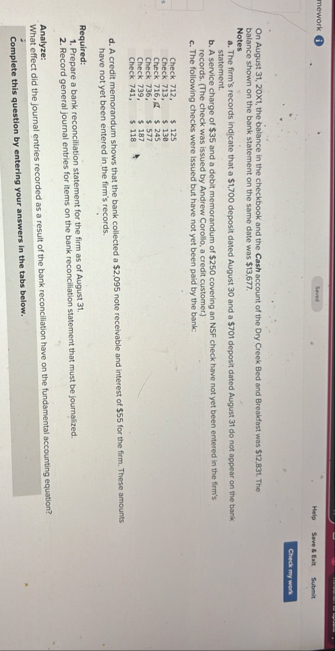 On August 3 1 , 2 0 X 1 , the balance in the