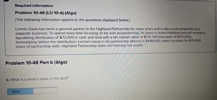 Required information Problem 1 0 - 4 8 ( LO 1 0 -