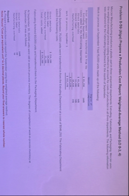 Problem 8 - 5 9 ( Algo ) Prepsre a Production