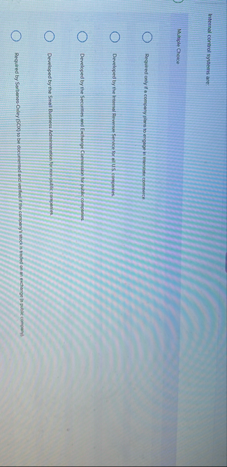 Internal control systems are: Multiple Choice