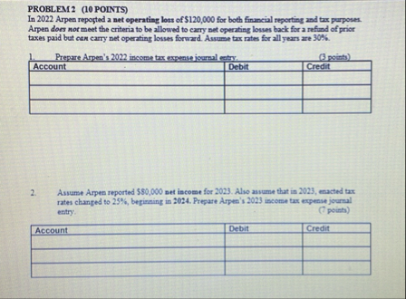 PROBLEM 2 ( 1 0 POINTS ) In 2 0 2 2 Arpen