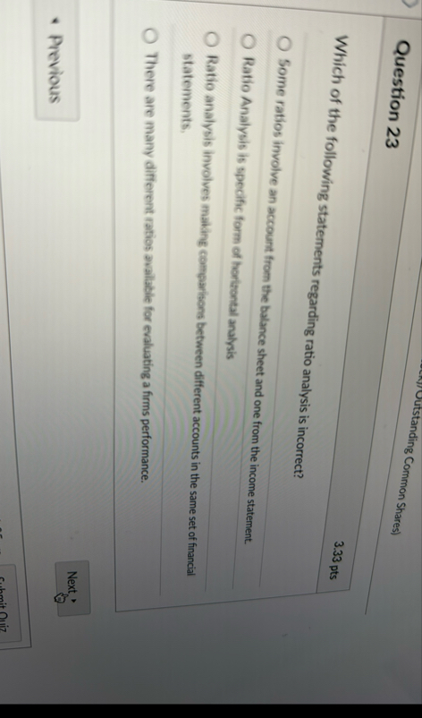 Question 2 3 Outstanding Common Shares ) 3 . 3 3