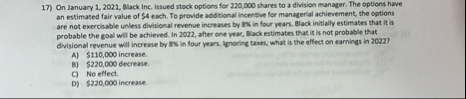 On January 1 , 2 0 2 1 , Black Inc. issued stock