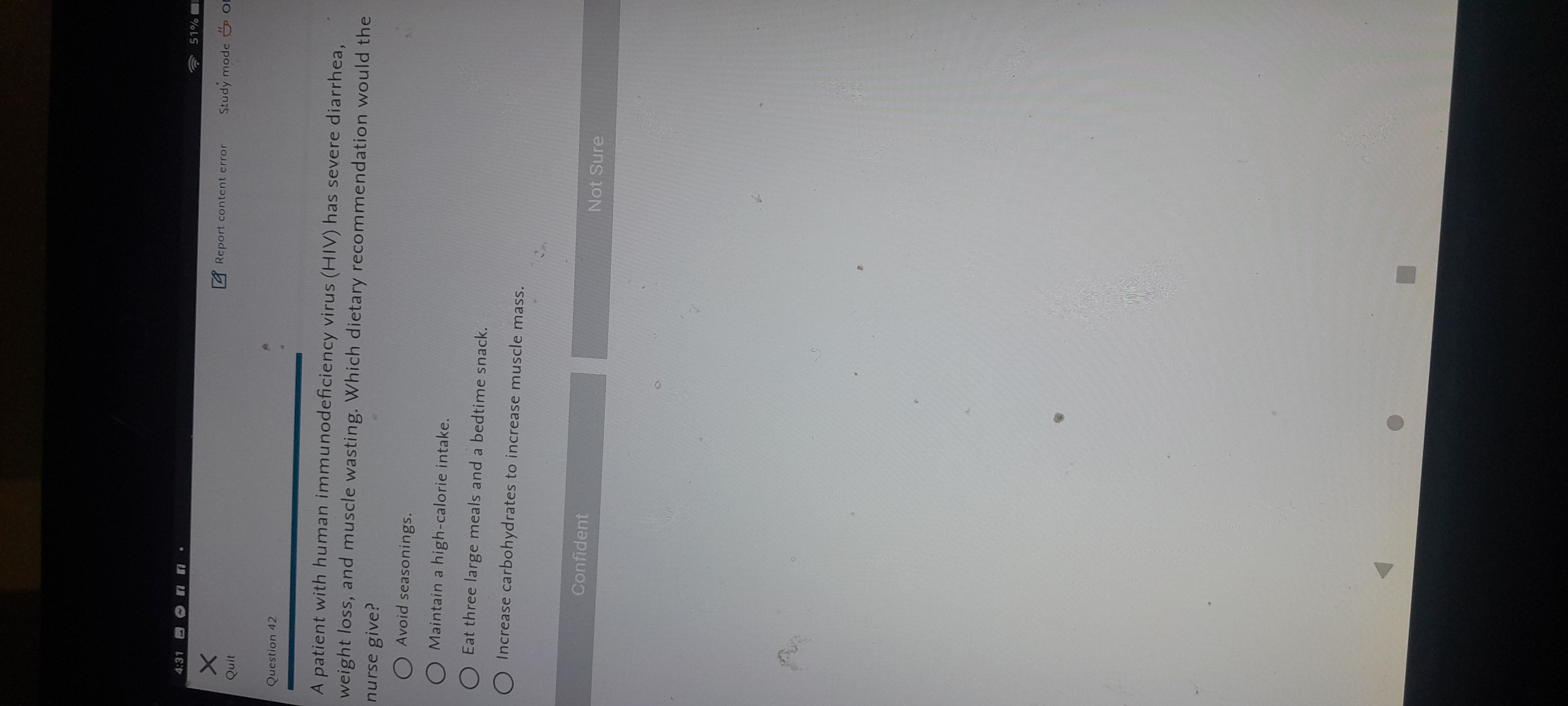 A 4:31 mon n . 51% X Report content error Study