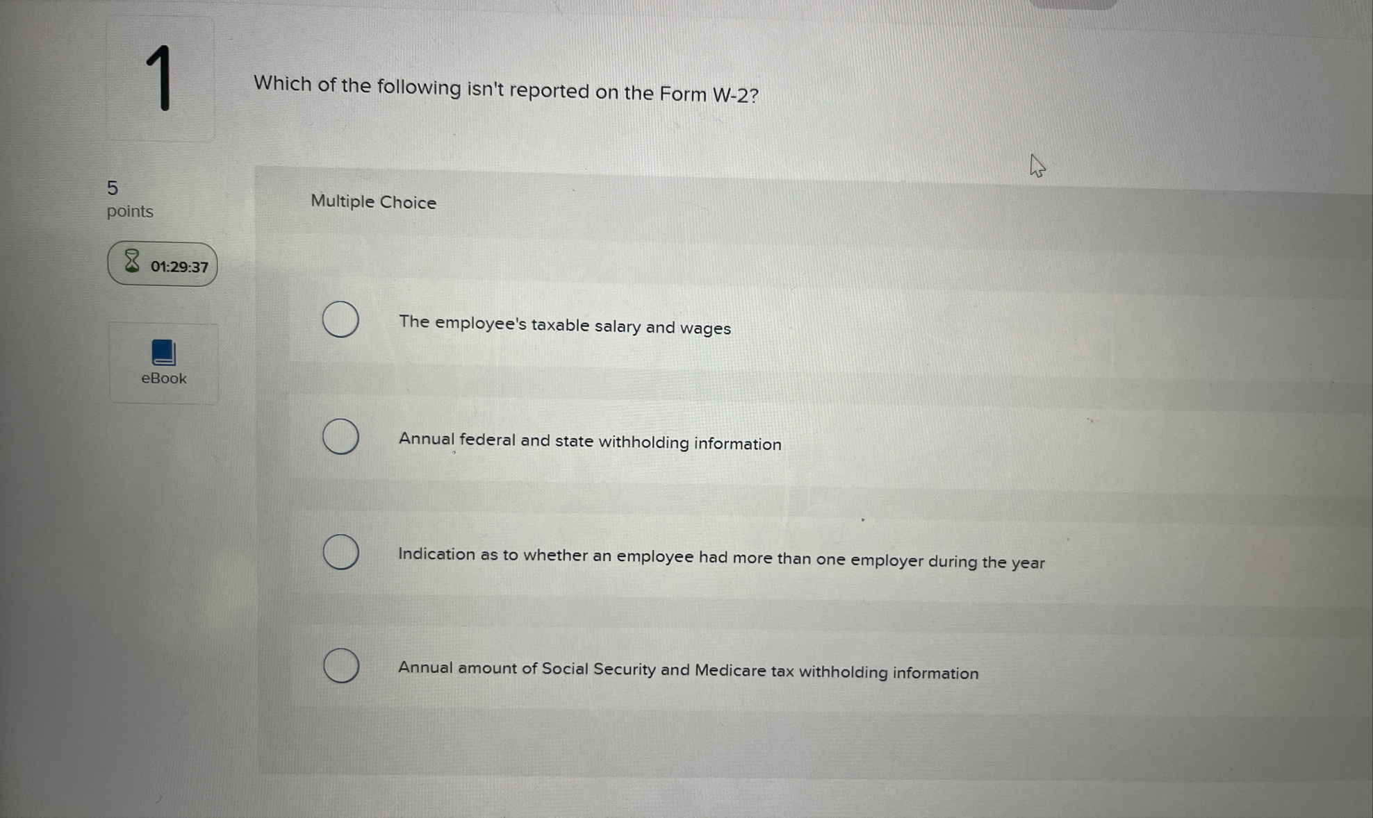 1 Which of the following isn't reported on the