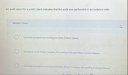 An audit report for a public client indicates