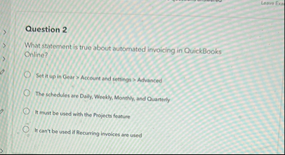 Lewne Exal Question 2 What statement is true