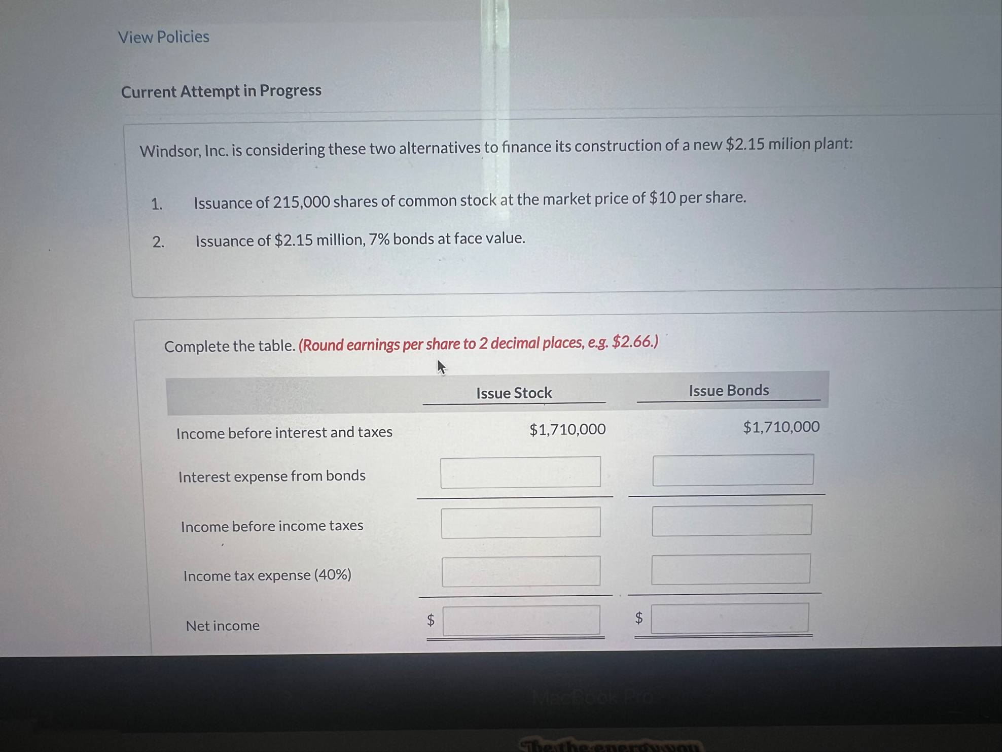 View Policies Current Attempt in Progress