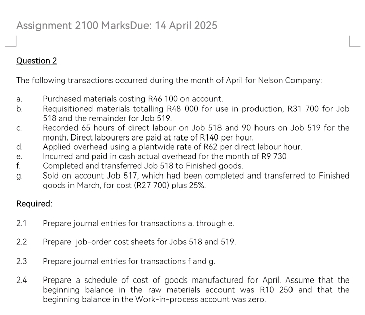 Assignment 2 1 0 0 MarksDue: 1 4 April 2 0 2 5