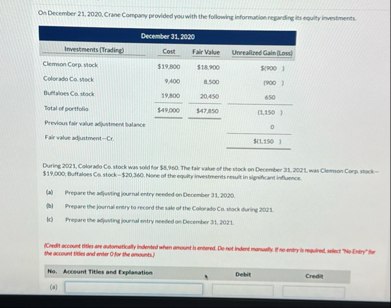 On December 2 1 , 2 0 2 0 . Crine Company