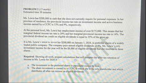 PROBLEM 2 ( 1 5 marks ) Estimated time 3 0