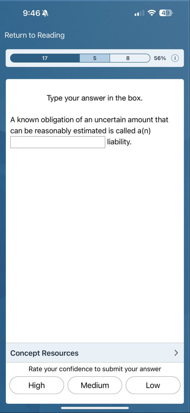 9 : 4 6 4 9 Return to Reading Type your answer in