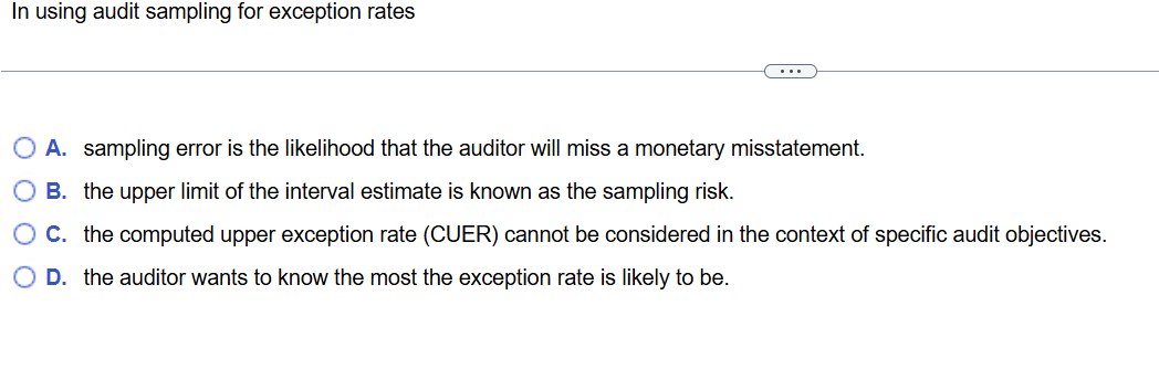 In using audit sampling for exception rates A .