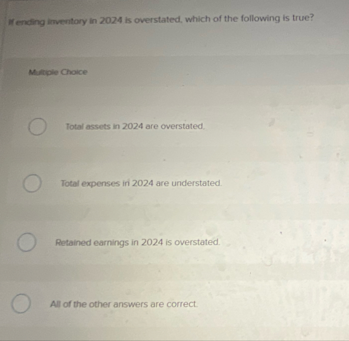 Hending imentory in 2 0 2 4 is overstated, which