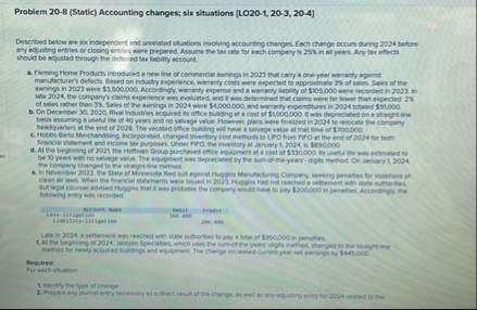 Problem 2 0 - 8 ( Static ) Accounting changes;