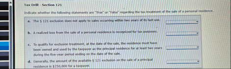 Tax Drill - Section 1 2 1 Indicate whether the