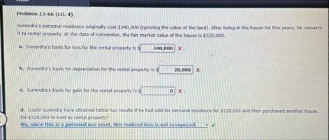 Problem 1 3 - 6 6 ( 1 0 . 4 ) Surendra's personal