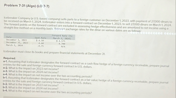 Problem 7 - 3 1 ( Algo ) ( LO 7 - 7 ) \ table [ [