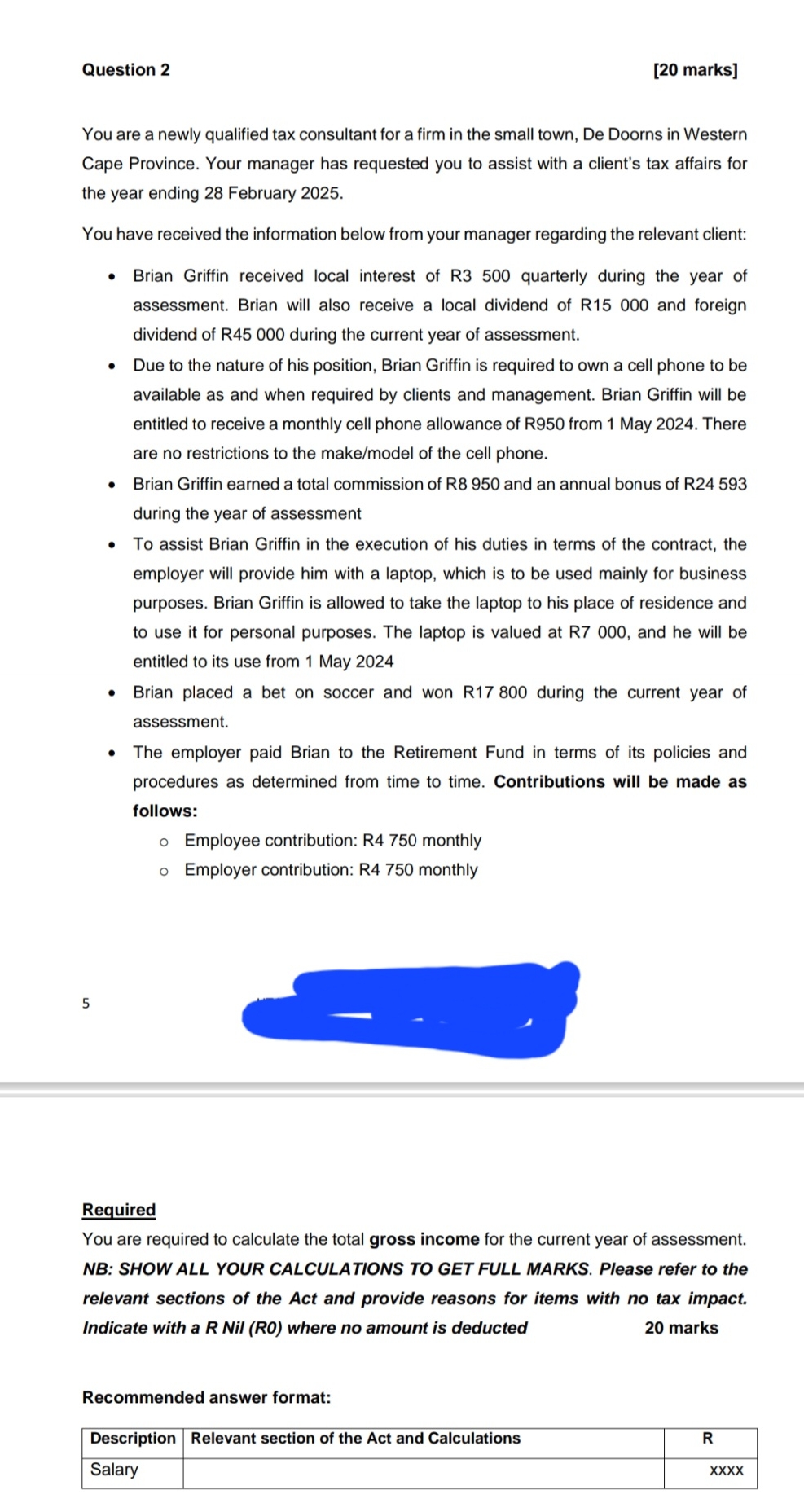 Question 2 [ 2 0 marks ] You are a newly