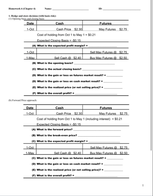 Homework 6 ( Chapter 4 ) Name: q , ID: Hedge and