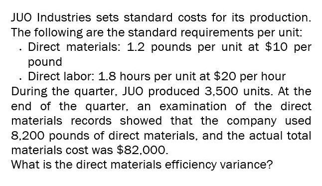 What is the direct materials efficiency variance