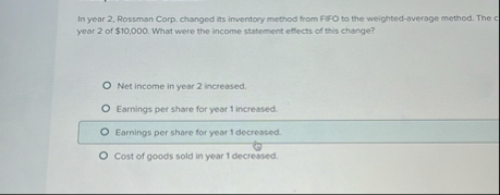 In year 2 , Rossman Corp. changed its inventory