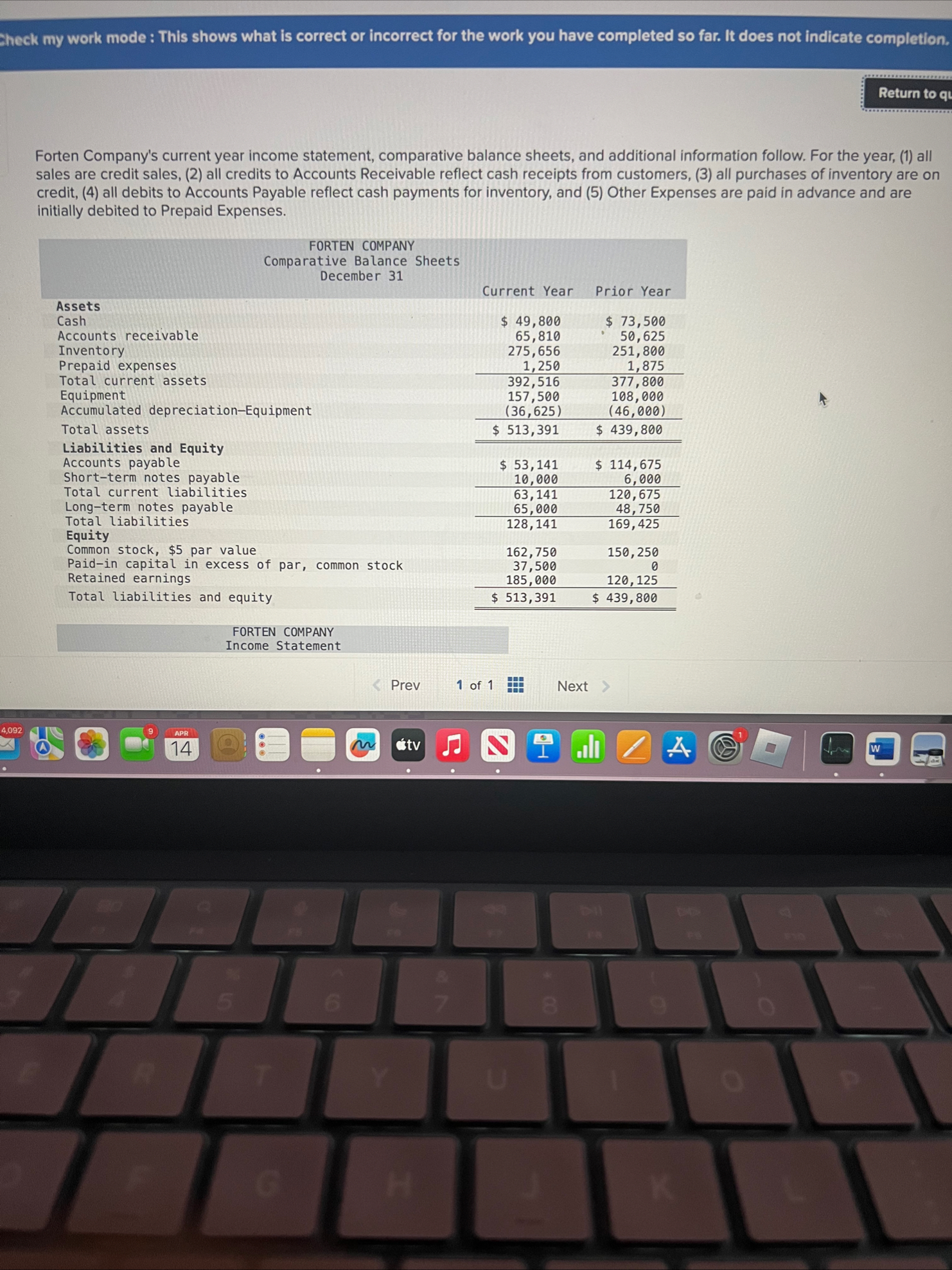 check my work mode : This shows what is correct