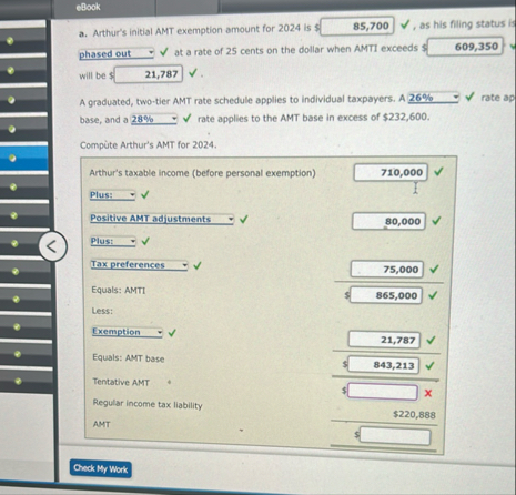 eDook a . Arthur's initial AMT exemption amount