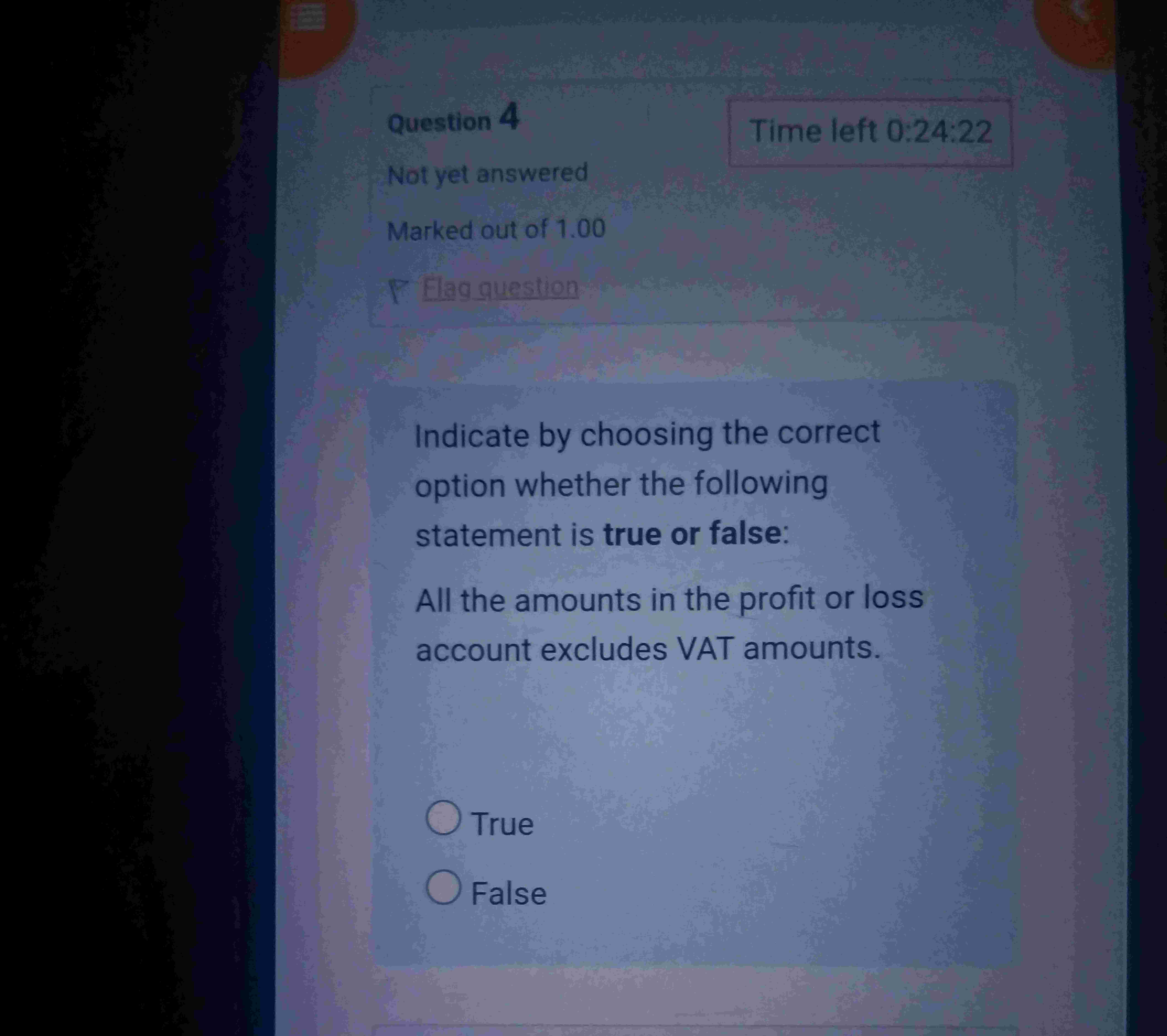 Indicate by choosing the correct option whether