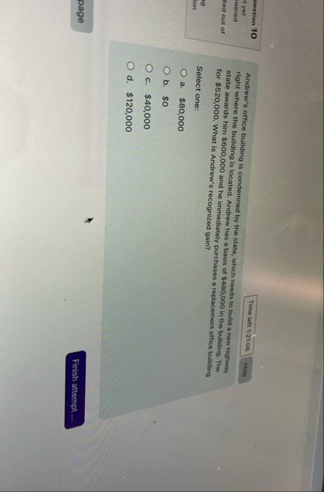 Time left 1 : 2 1 : 0 6 Andrew's office building