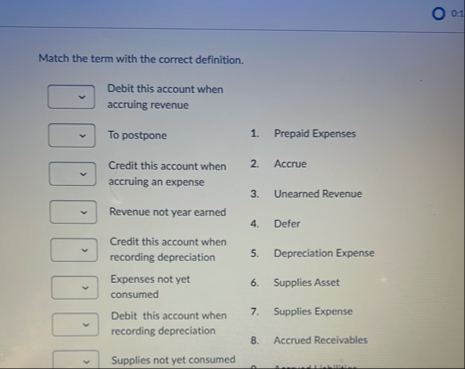 0 : 1 Match the term with the correct definition.