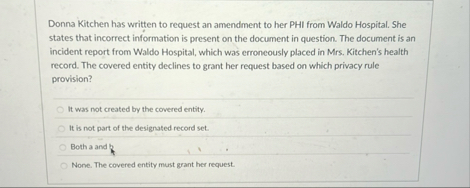 Donna Kitchen has written to request an amendment