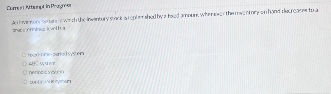 Current Attempt in Progress An inventory system