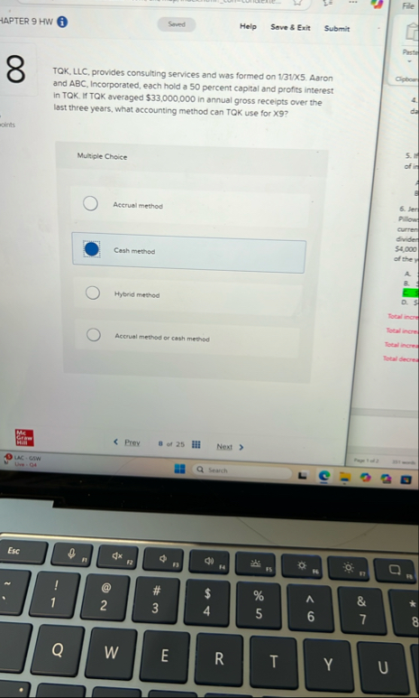 HAPTER 9 HW ( i ) Help Sove 8 Exit Submit TQK ,