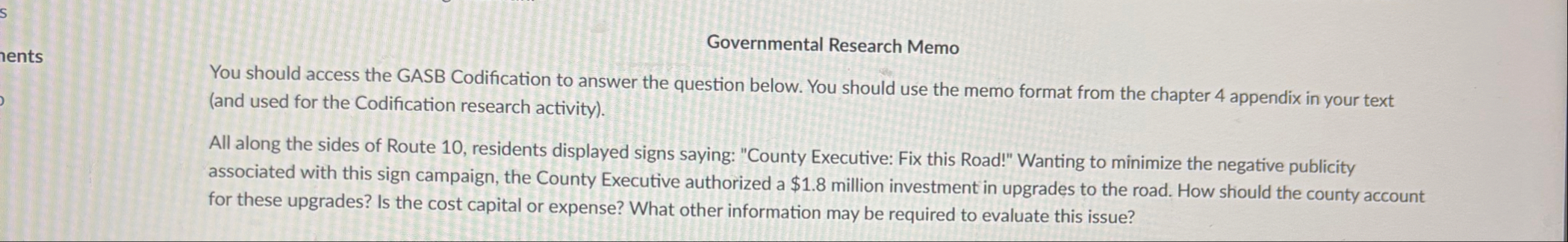 Governmental Research Memo You should access the