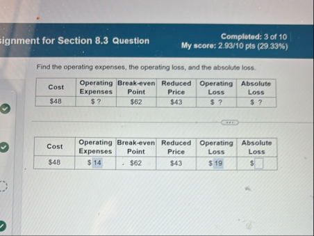 ignment for Section 8 . 3 Question Comploted: 3