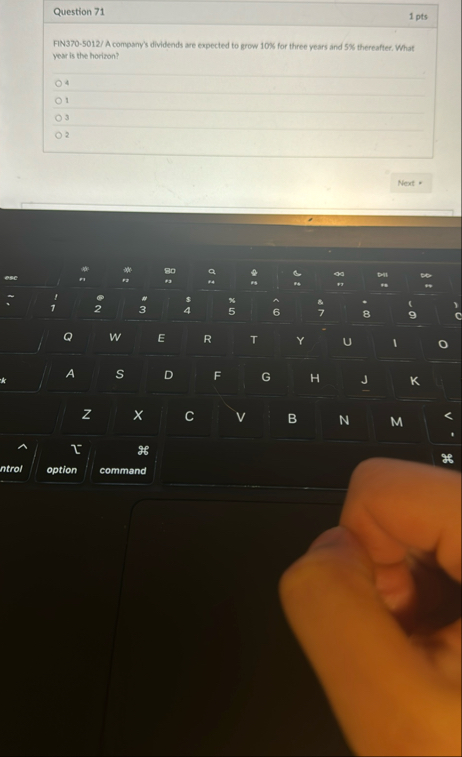 Question 7 1 1 pts FIN 3 7 0 - 5 0 1 2 / A