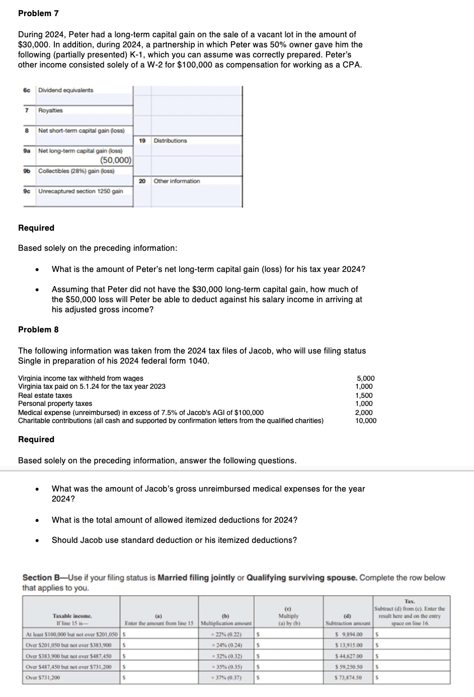 Problem 7 During 2 0 2 4 , Peter had a long -