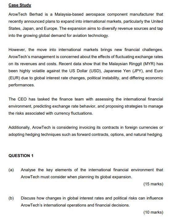 Case Study ArowTech Berhad is a Malaysia - based