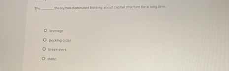 The theory has dominated thinking about cepital