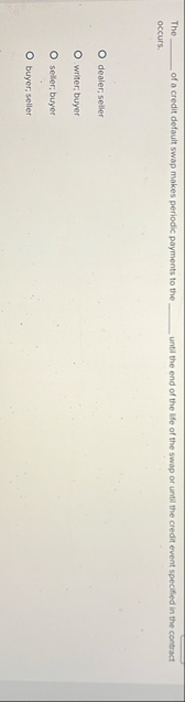 The of a credit default swap makes periodic