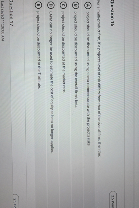 Question 1 6 2 . 5 Poir For a multi - product